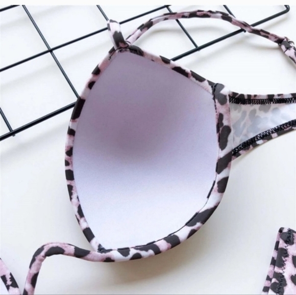 New Leopard Underwire Bikini Set with High Cut Leg Bikini Bottom Swimsuit Size L - Picture 8 of 8